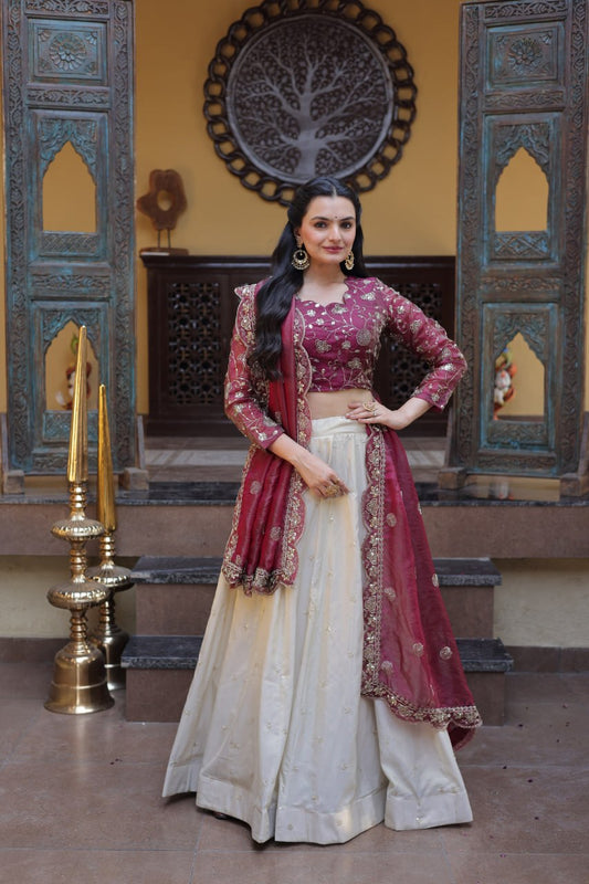 Fantastic Pink Color Zari Sequence Embroidered Work Lehenga Choli
