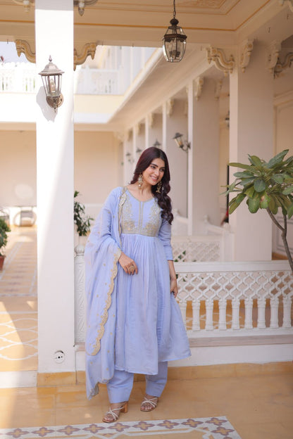 Fashionable Purple Color Heavy Embroidered Work Designer Gown