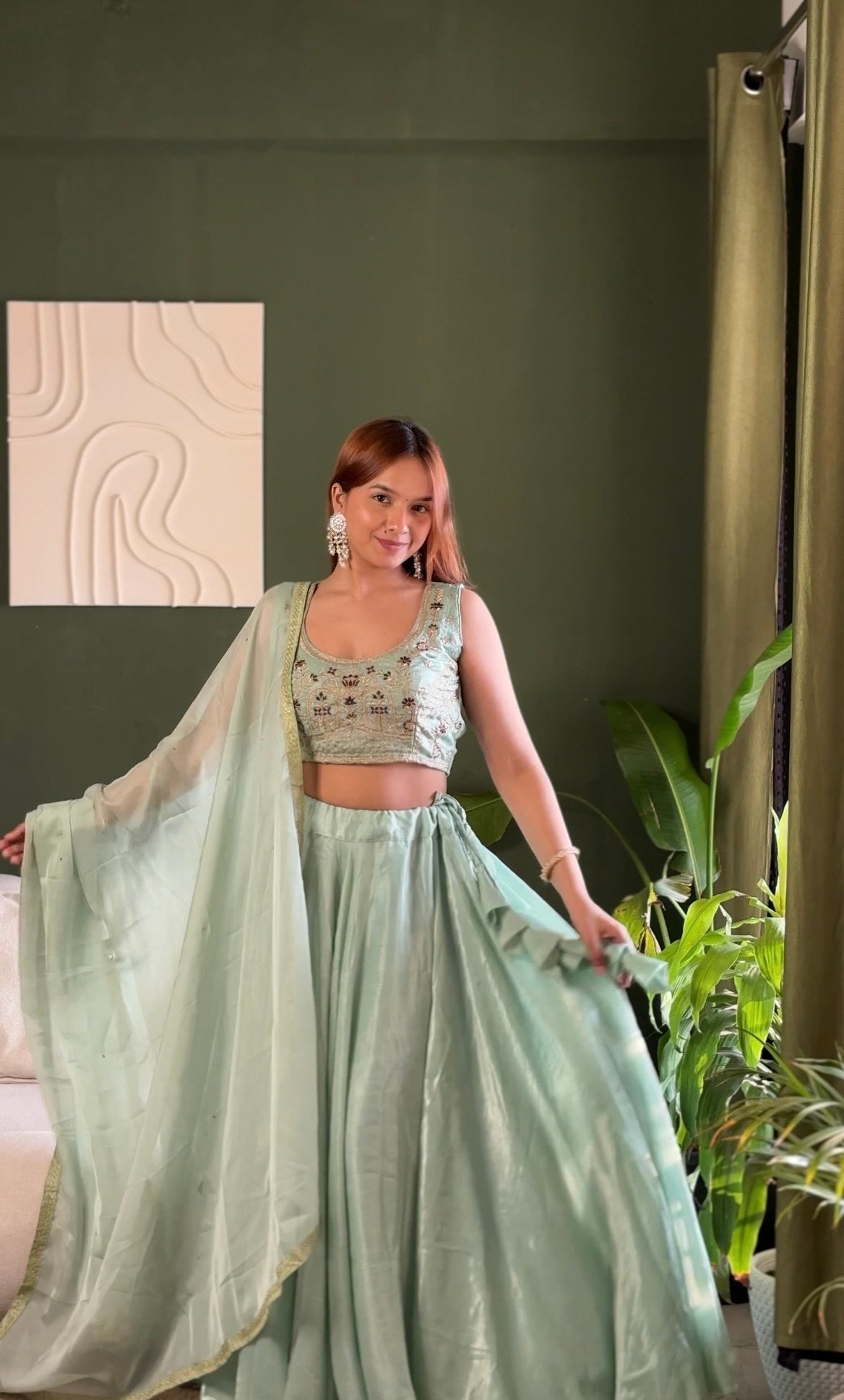 Gorgeous Green Color Embroidered Lehenga Choli