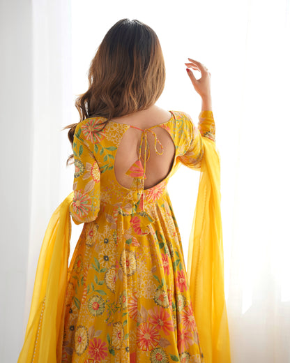 Haldi Wear Yellow Color Chanderi Designer Palazzo Suit