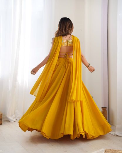 Blissful Yellow Color Pure Soft Fox Georgette Blooming Designer Ready to Wear Lehenga Choli