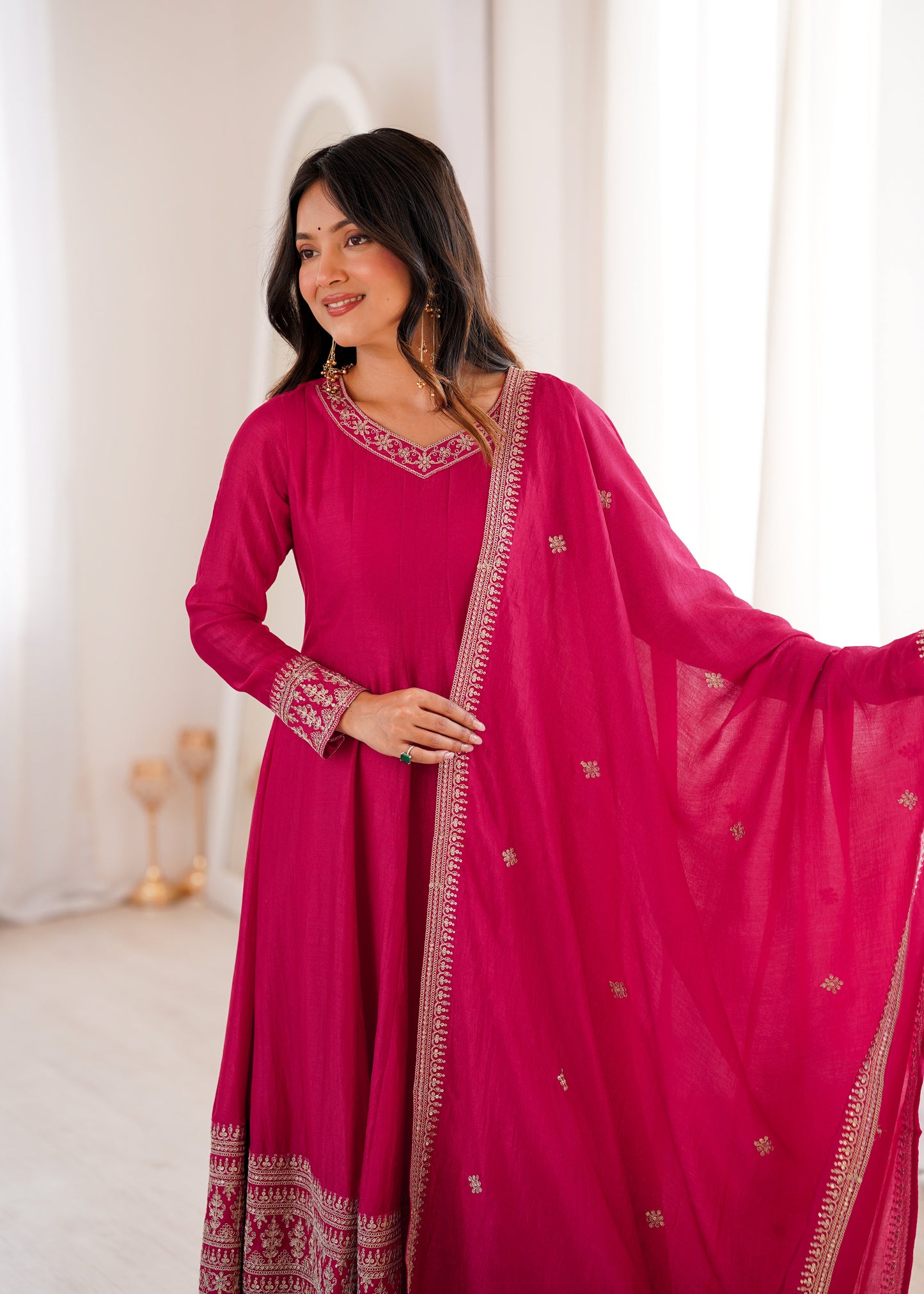 Wonderful Pink Color Sequence Embroidred Anarkali Set
