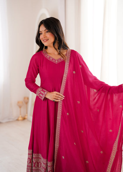Wonderful Pink Color Sequence Embroidred Anarkali Set