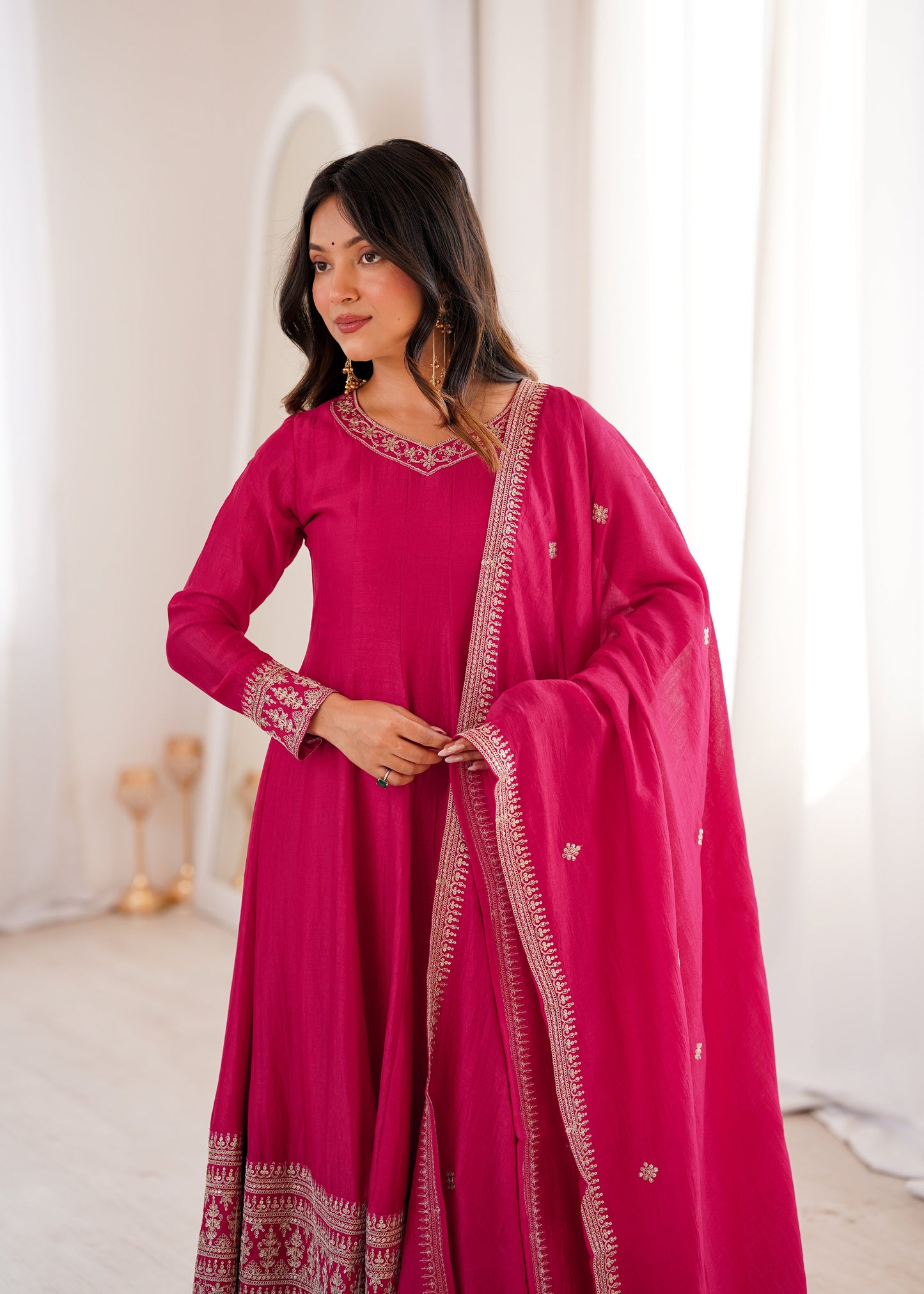 Wonderful Pink Color Sequence Embroidred Anarkali Set