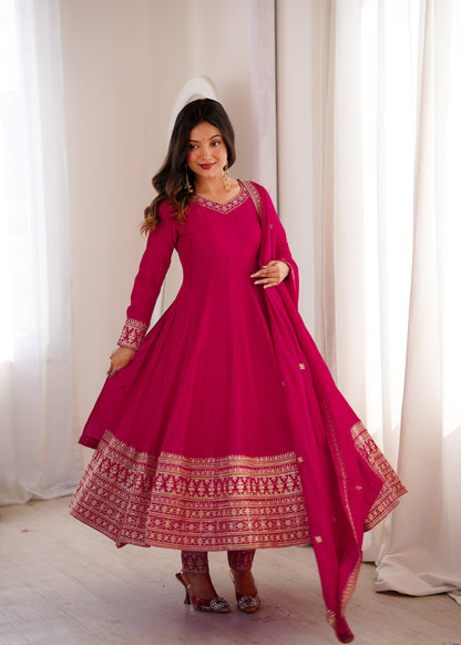 Wonderful Pink Color Sequence Embroidred Anarkali Set