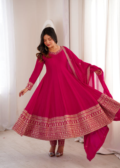 Wonderful Pink Color Sequence Embroidred Anarkali Set