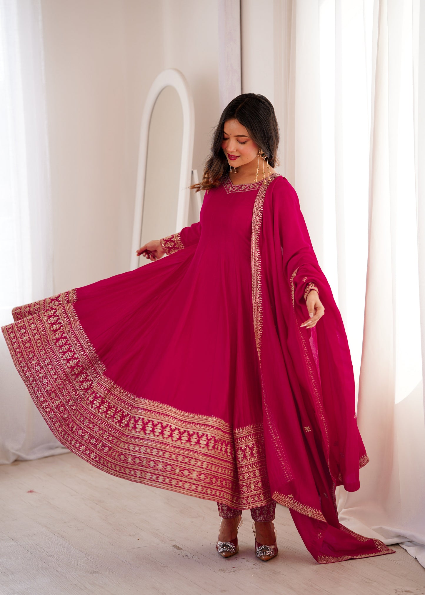 Wonderful Pink Color Sequence Embroidred Anarkali Set