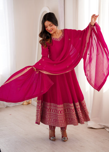 Wonderful Pink Color Sequence Embroidred Anarkali Set