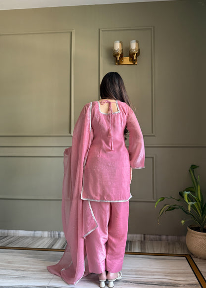 Blissful Pink Color Sequence Farshi Salwar suit Set
