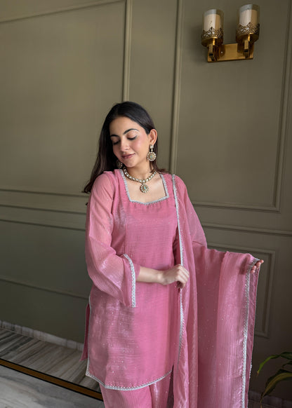 Blissful Pink Color Sequence Farshi Salwar suit Set