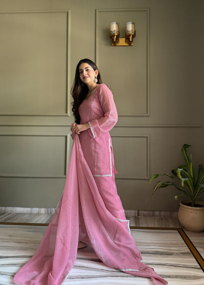 Blissful Pink Color Sequence Farshi Salwar suit Set