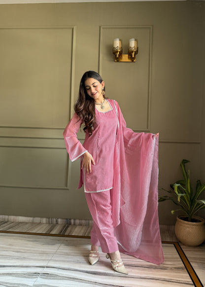 Blissful Pink Color Sequence Farshi Salwar suit Set