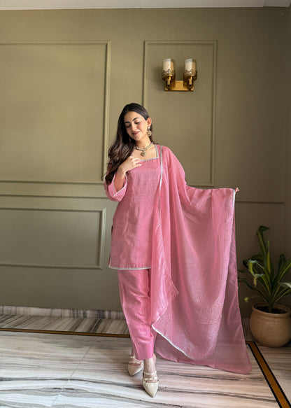 Blissful Pink Color Sequence Farshi Salwar suit Set