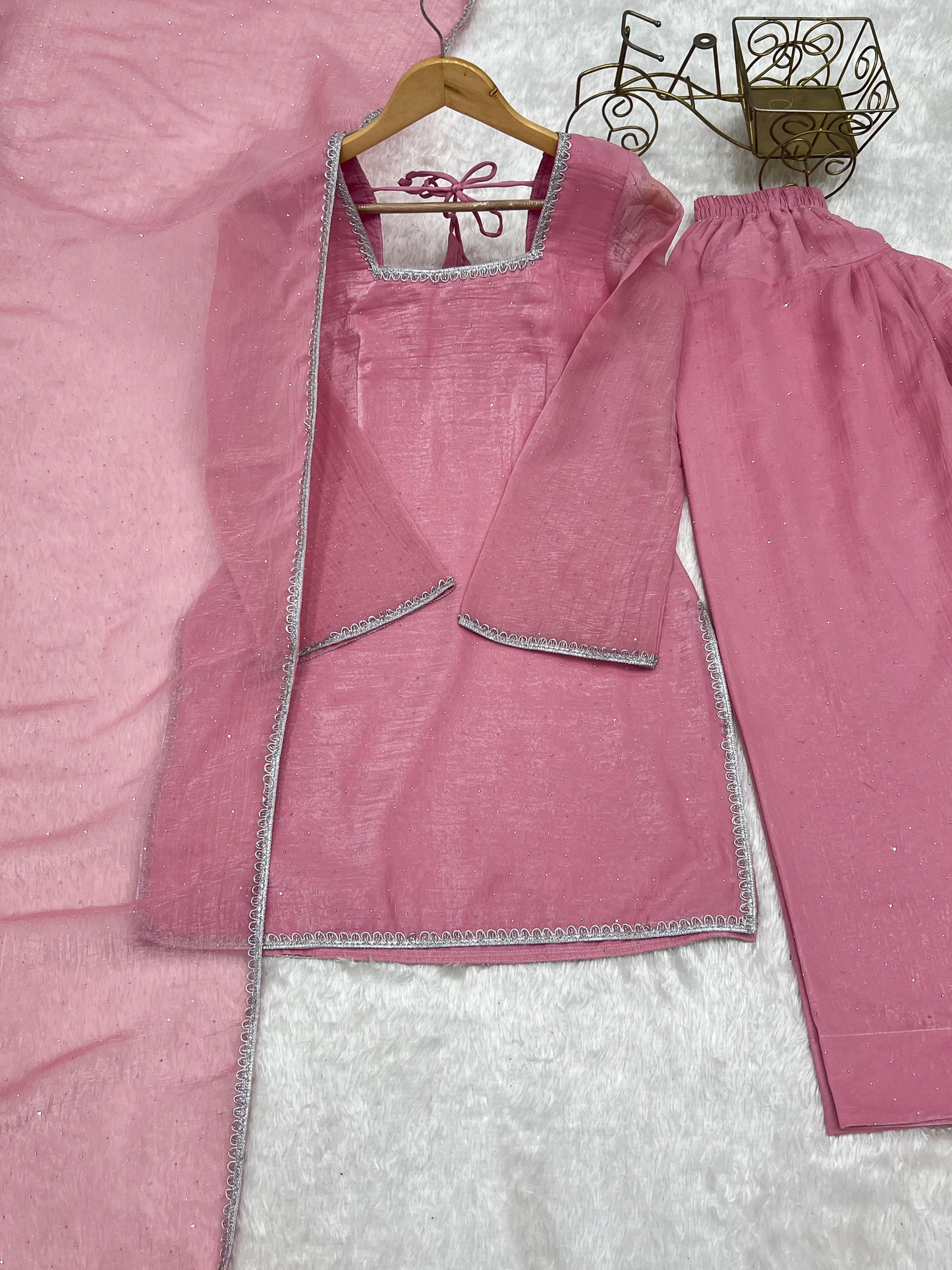 Blissful Pink Color Sequence Farshi Salwar suit Set