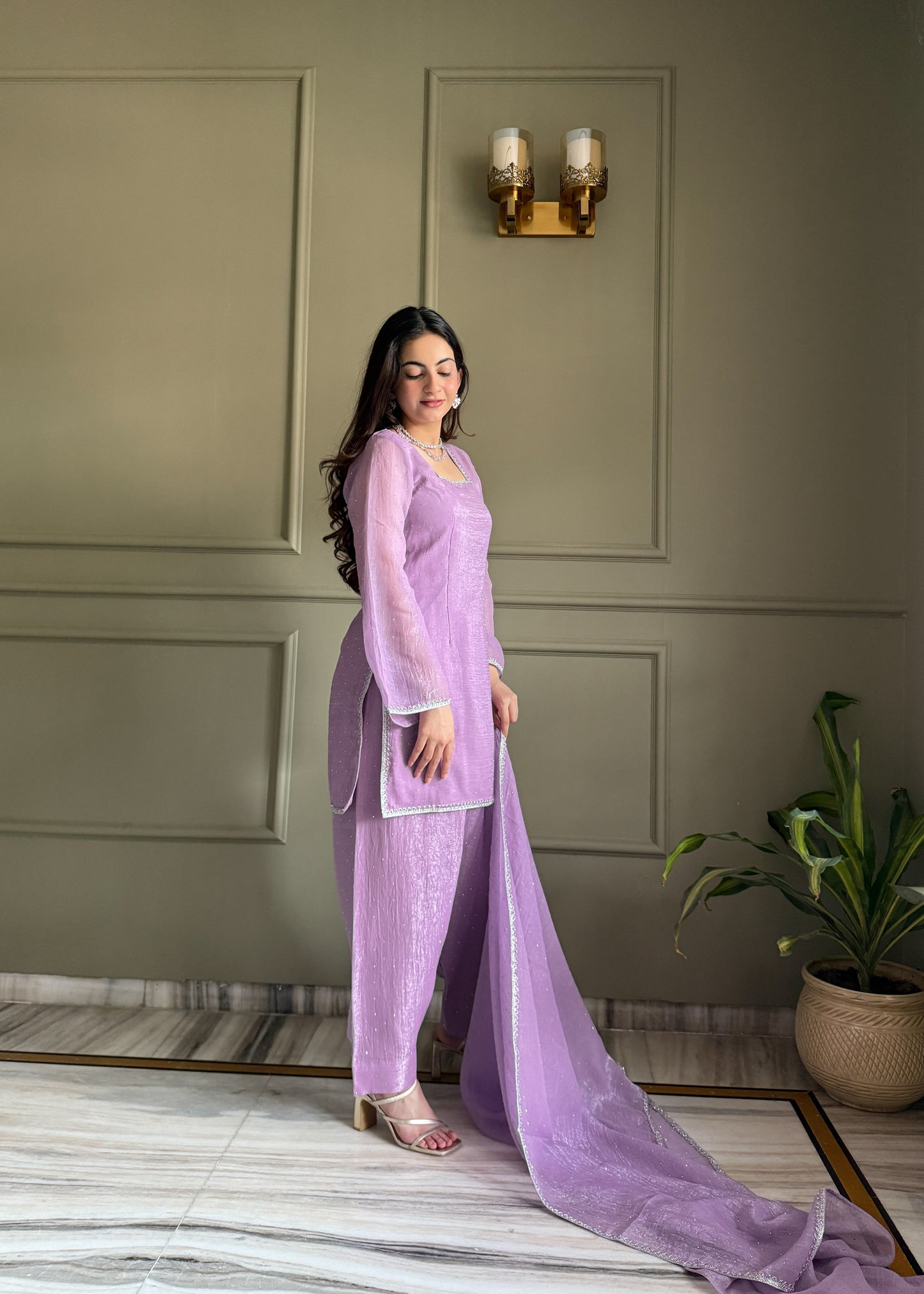 Delightful Purple Color Farshi Salwar suit Set