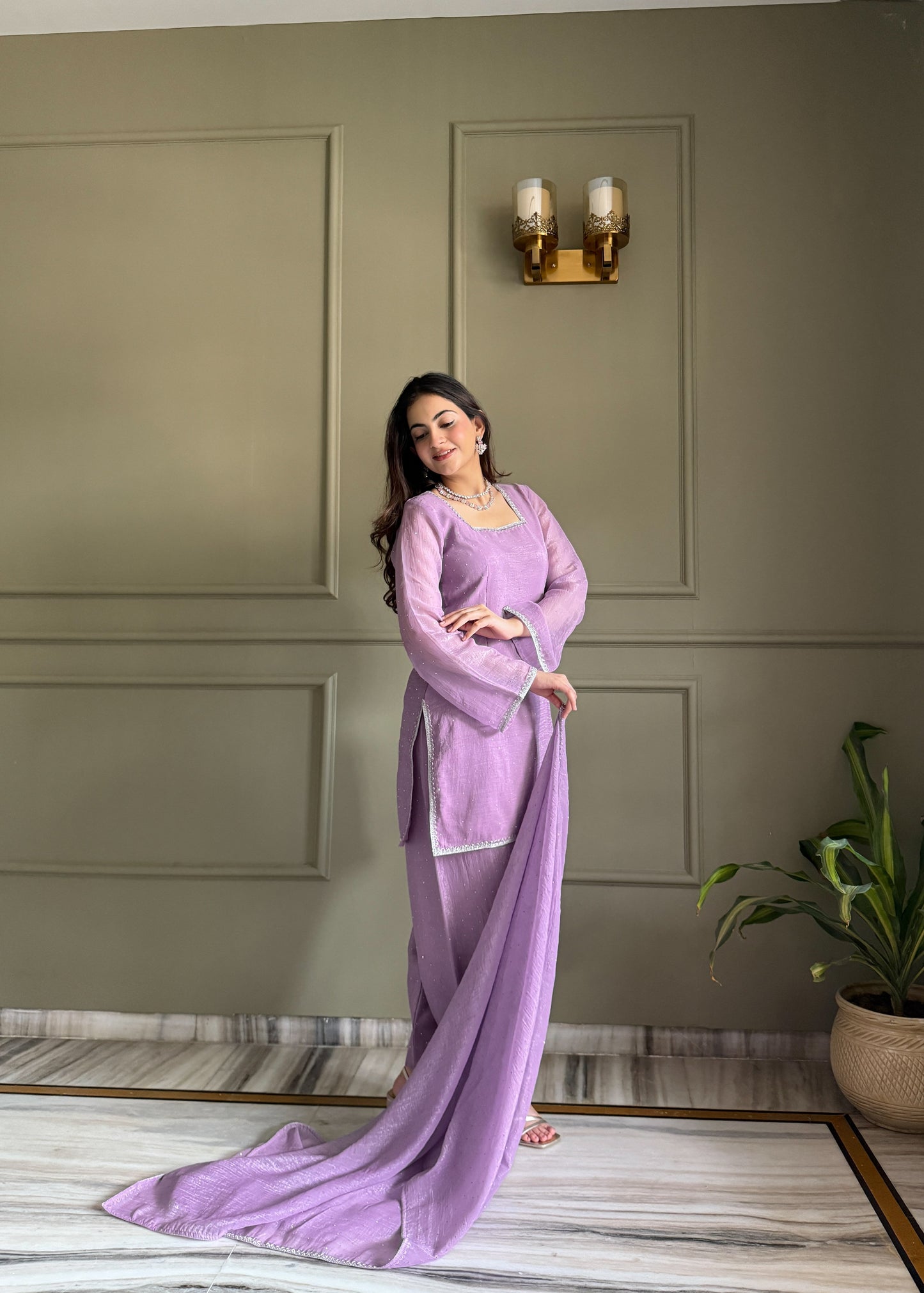 Delightful Purple Color Farshi Salwar suit Set