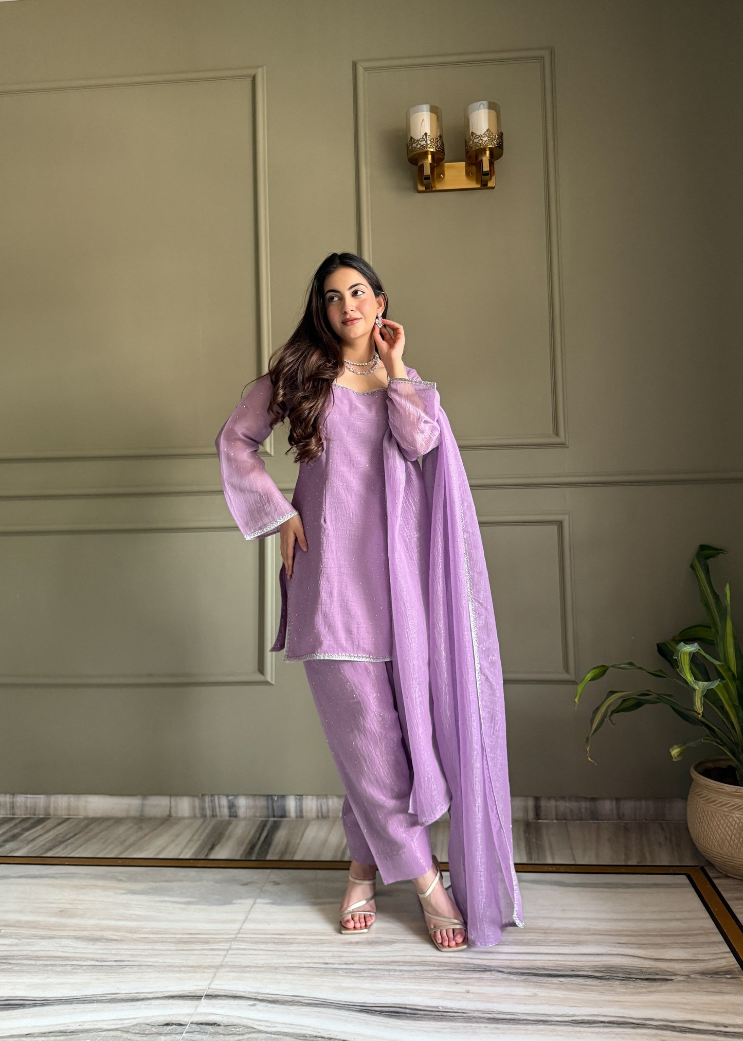 Delightful Purple Color Farshi Salwar suit Set