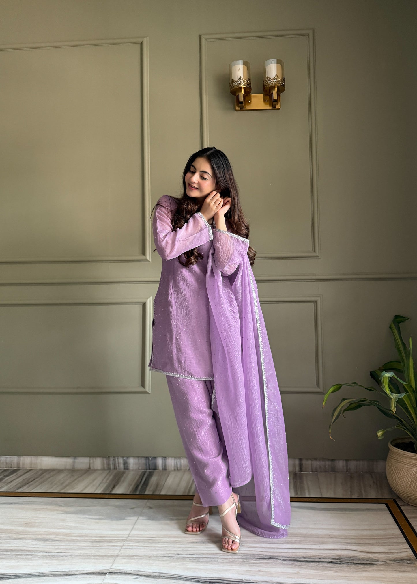 Delightful Purple Color Farshi Salwar suit Set