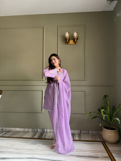Delightful Purple Color Farshi Salwar suit Set