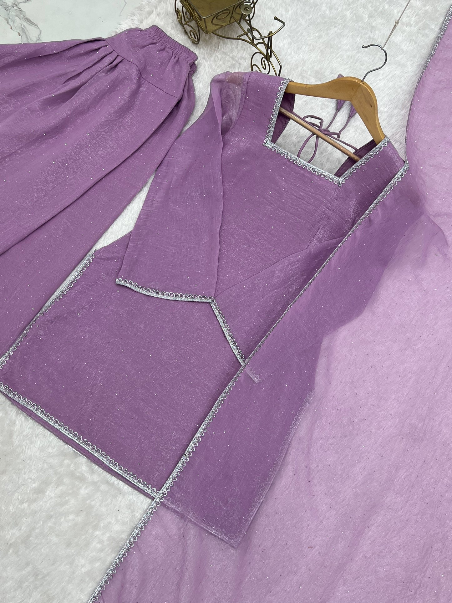 Delightful Purple Color Farshi Salwar suit Set