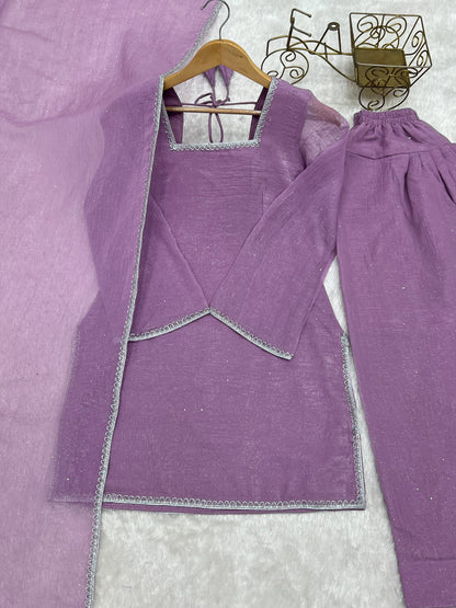 Delightful Purple Color Farshi Salwar suit Set