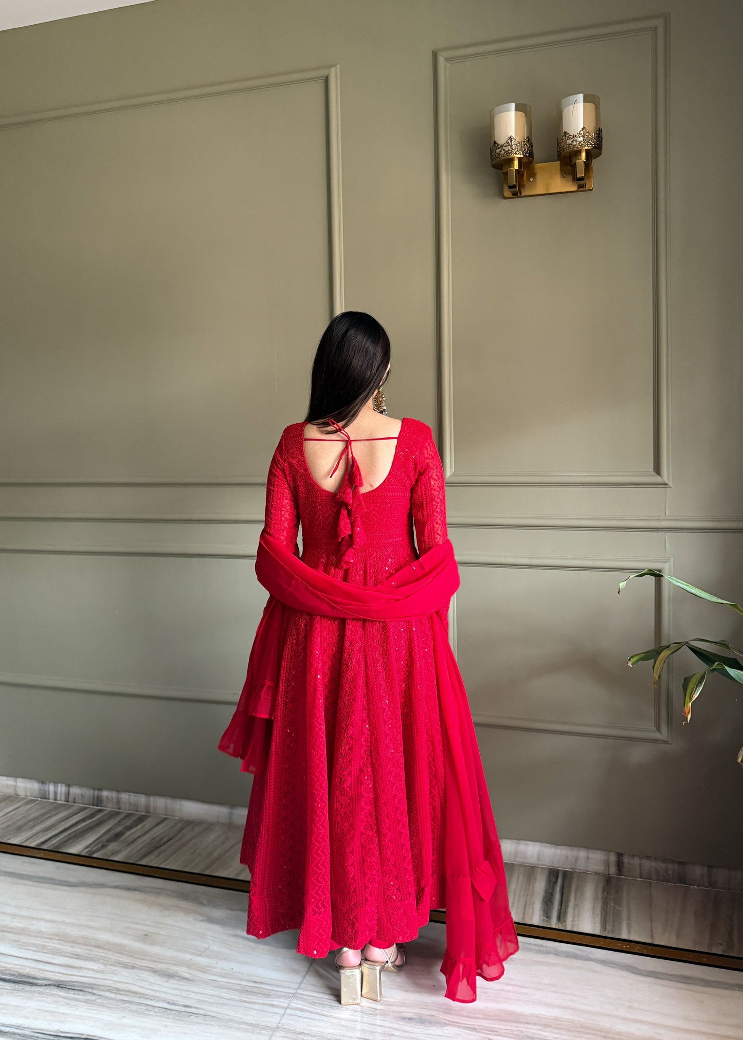 Delightful Red Color Sequence Embroidered Anarkali Suit with Dupatta