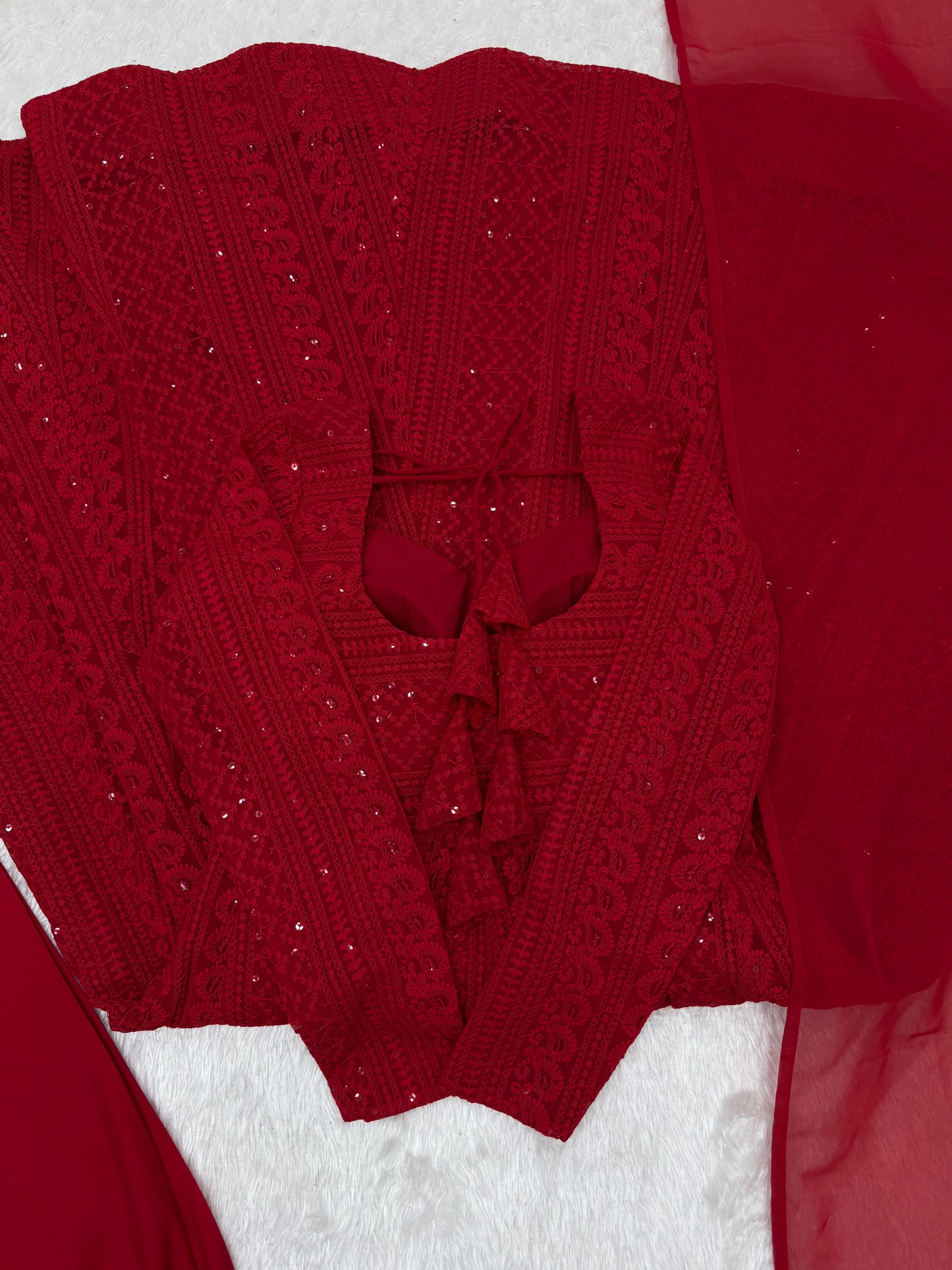 Delightful Red Color Sequence Embroidered Anarkali Suit with Dupatta