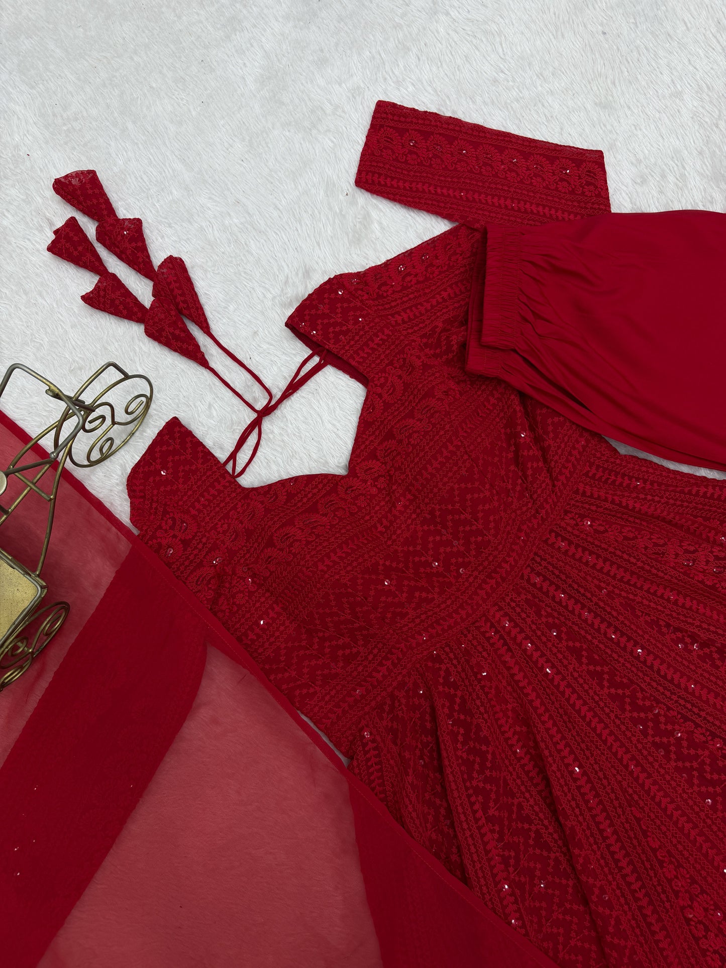 Delightful Red Color Sequence Embroidered Anarkali Suit with Dupatta