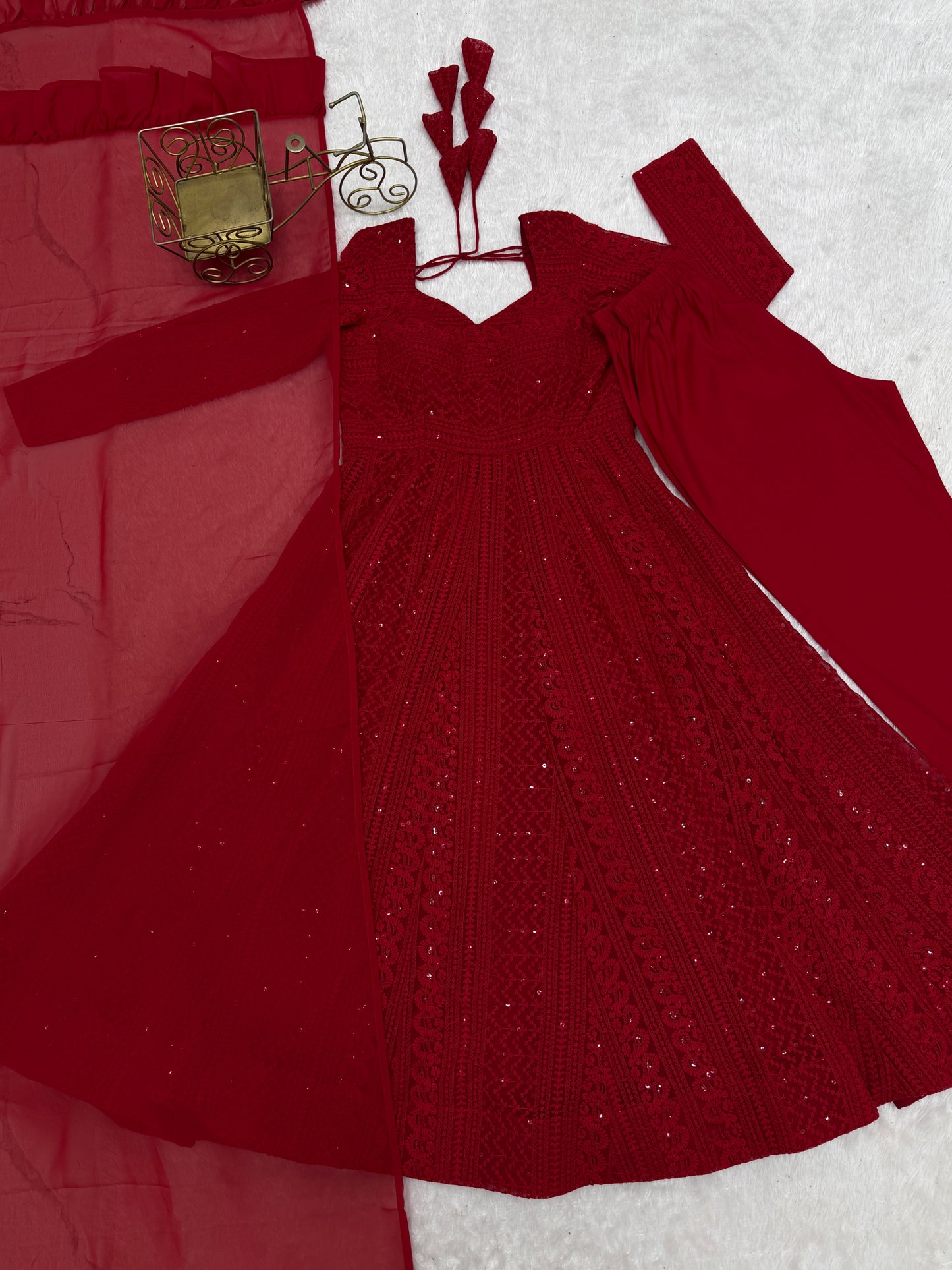 Delightful Red Color Sequence Embroidered Anarkali Suit with Dupatta