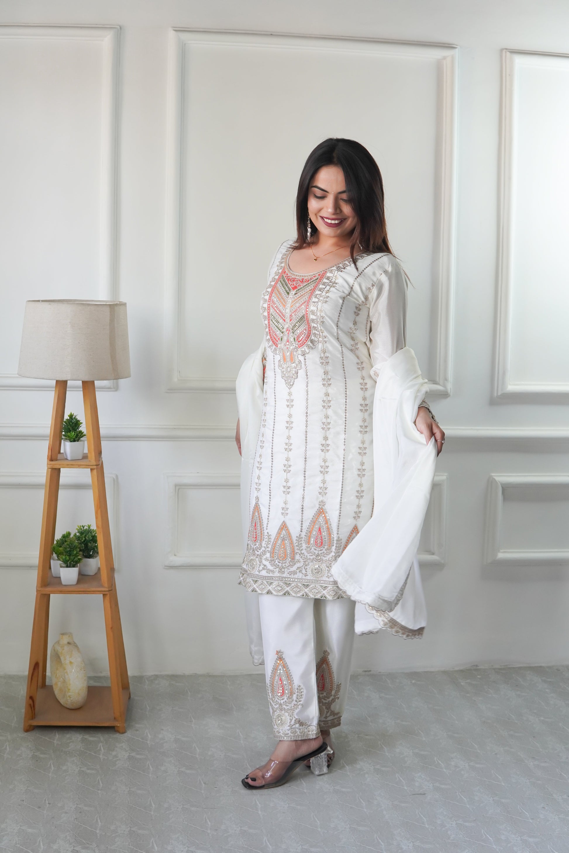 Adorable Sequence Work White Color Salwar Suit