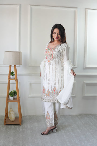 Adorable Sequence Work White Color Salwar Suit