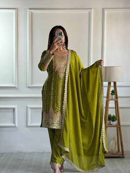 Adorable Sequence Work Green Color Salwar Suit