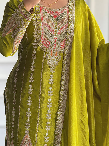Adorable Sequence Work Green Color Salwar Suit