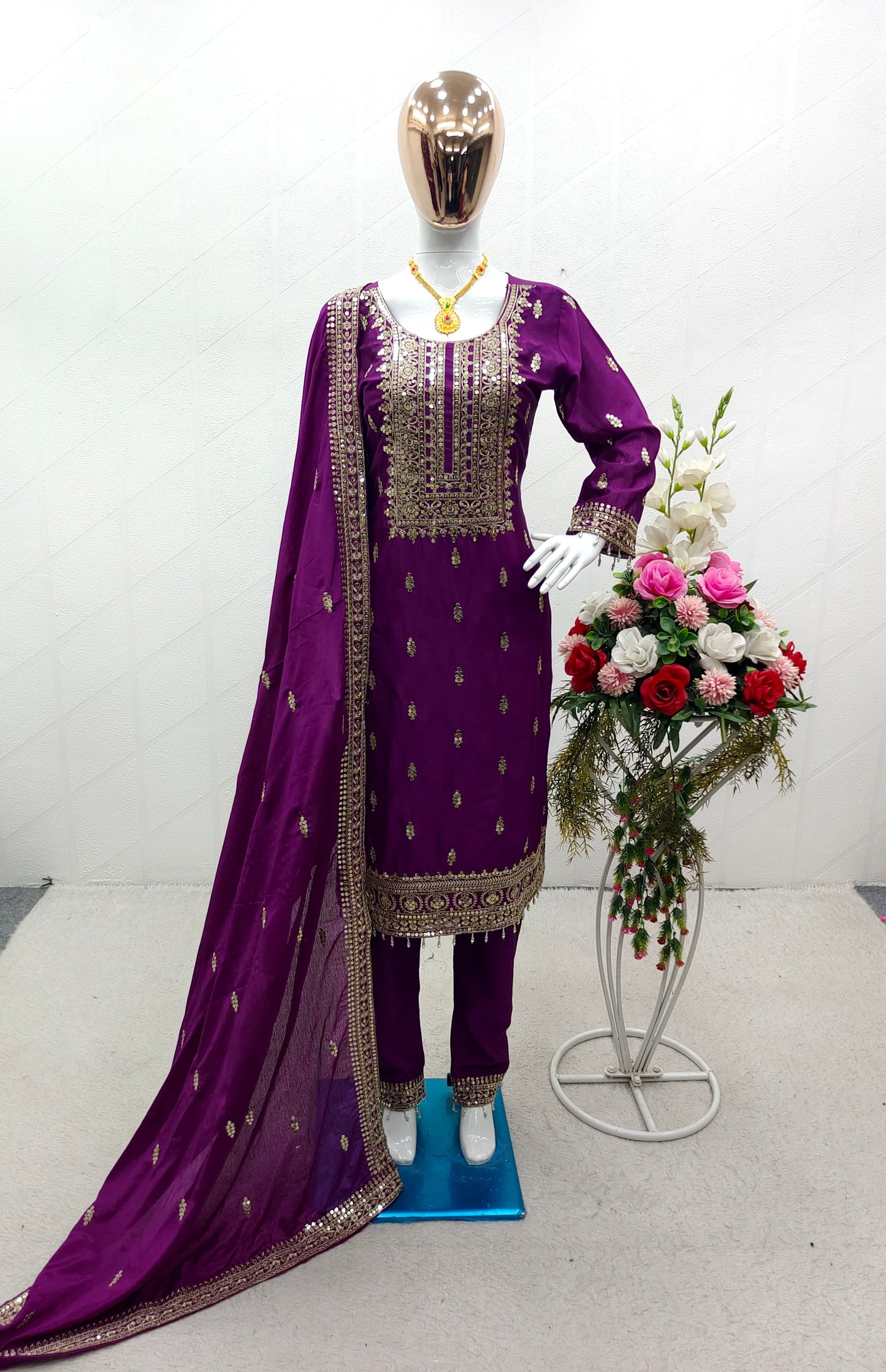Elegant Purple Color Salwar Suit With Dupatta