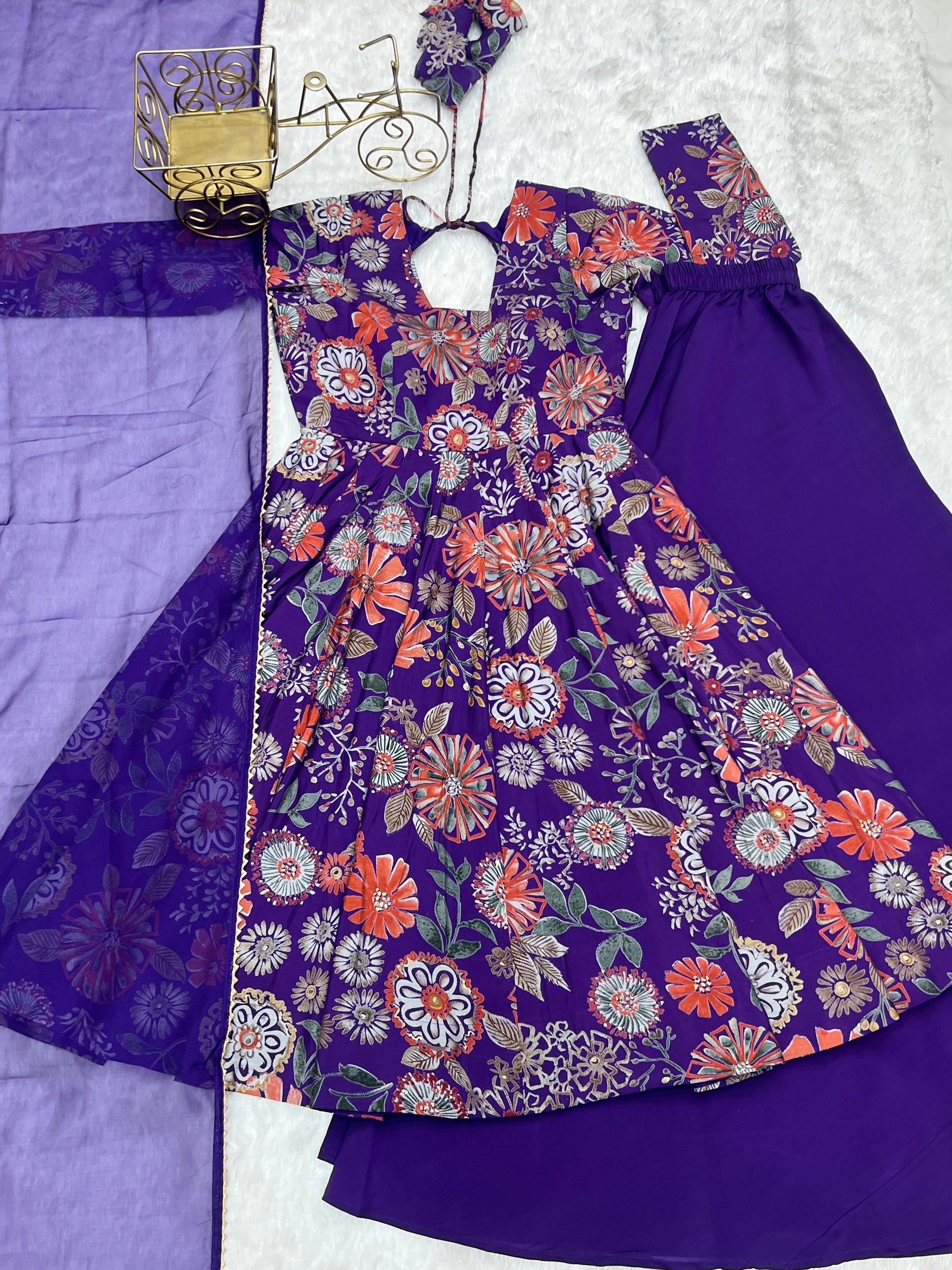 Beautiful Digital Print Purple Color Palazzo Suit