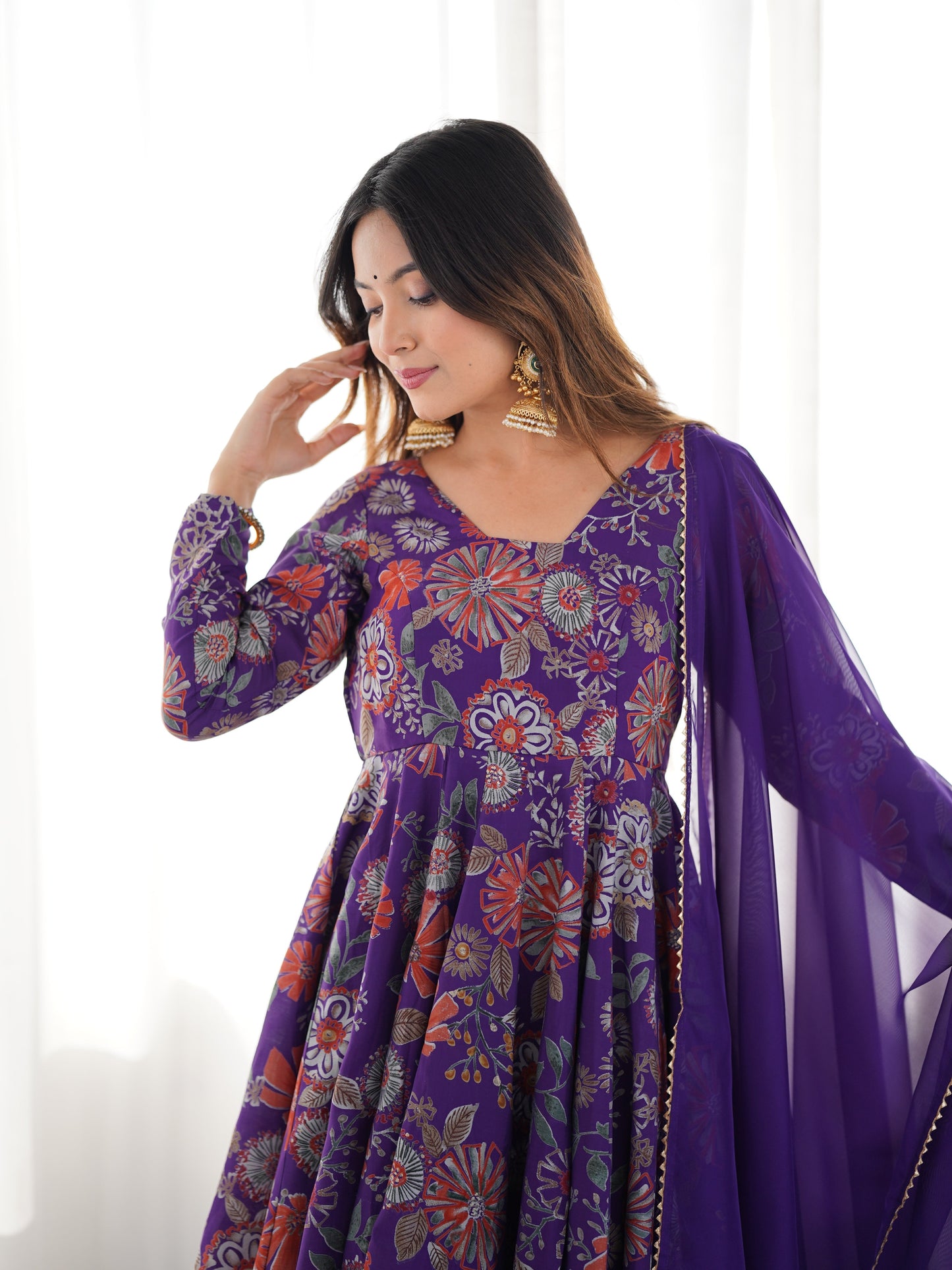 Beautiful Digital Print Purple Color Palazzo Suit