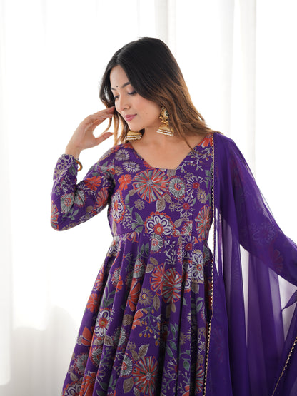 Beautiful Digital Print Purple Color Palazzo Suit