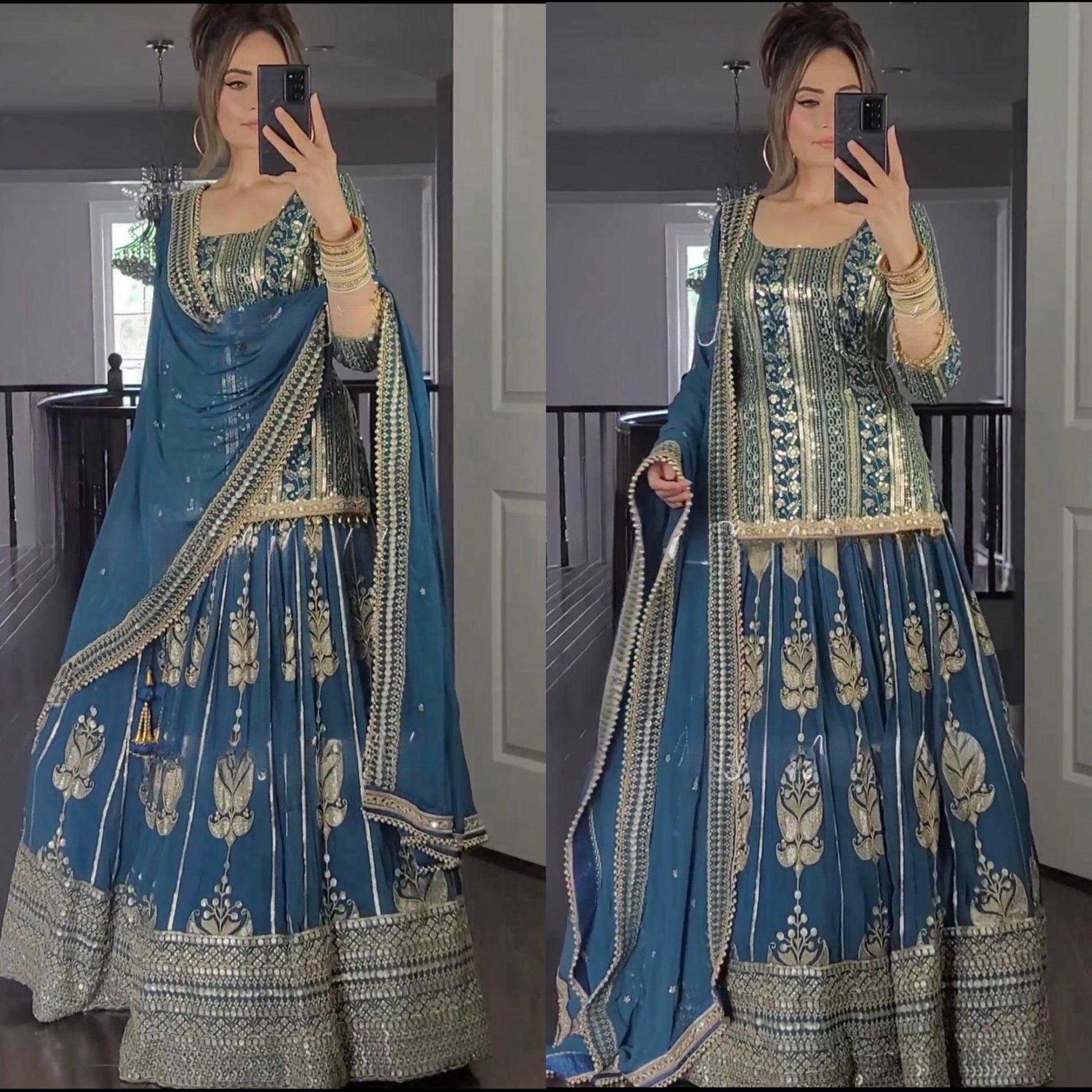 Captivating  Rama Color Georgette Sequence Embroidery Work Sharara Suit