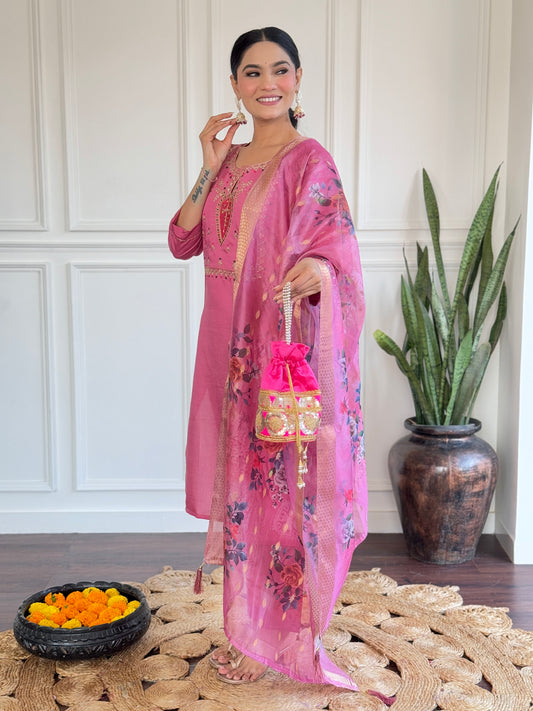 WOMEN Embrodairy Stright Kurta Set