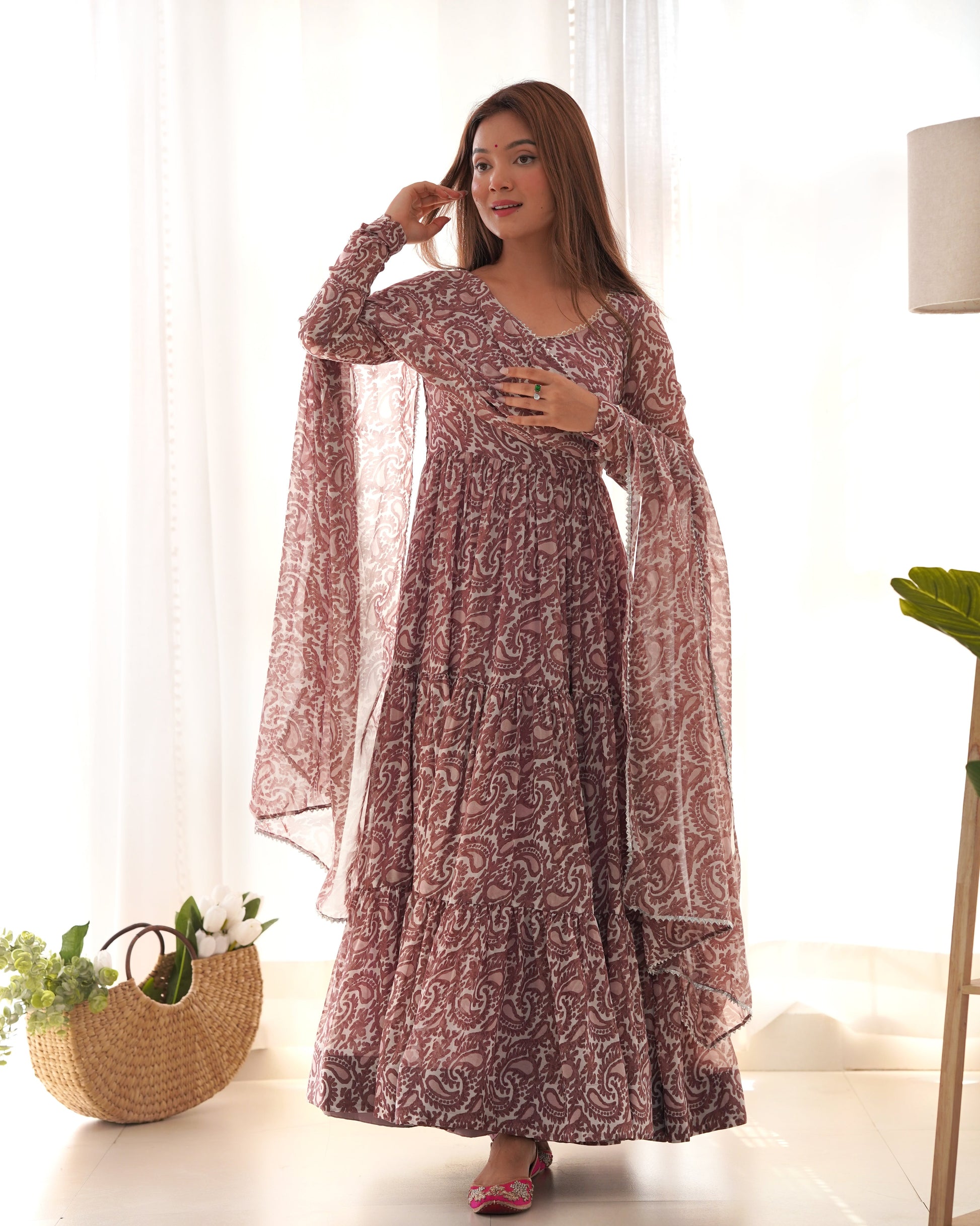 Captivating Pink Color Anarkali With Dupatta Set