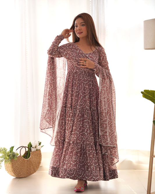 Captivating Pink Color Anarkali With Dupatta Set