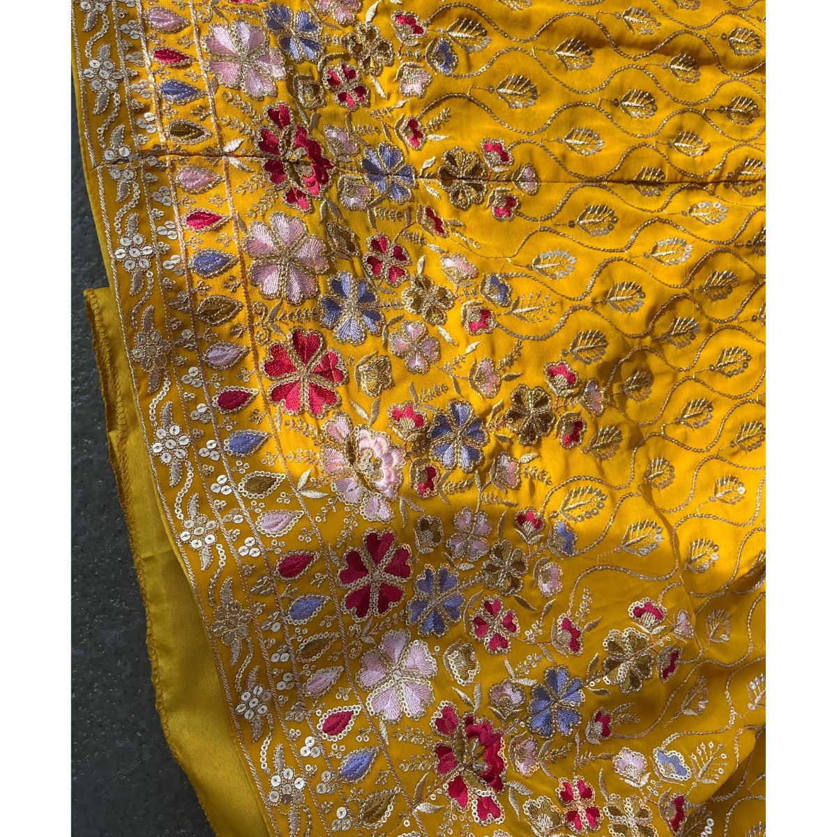 Mustard Sequins Embroidered Georgette Lehenga Choli
