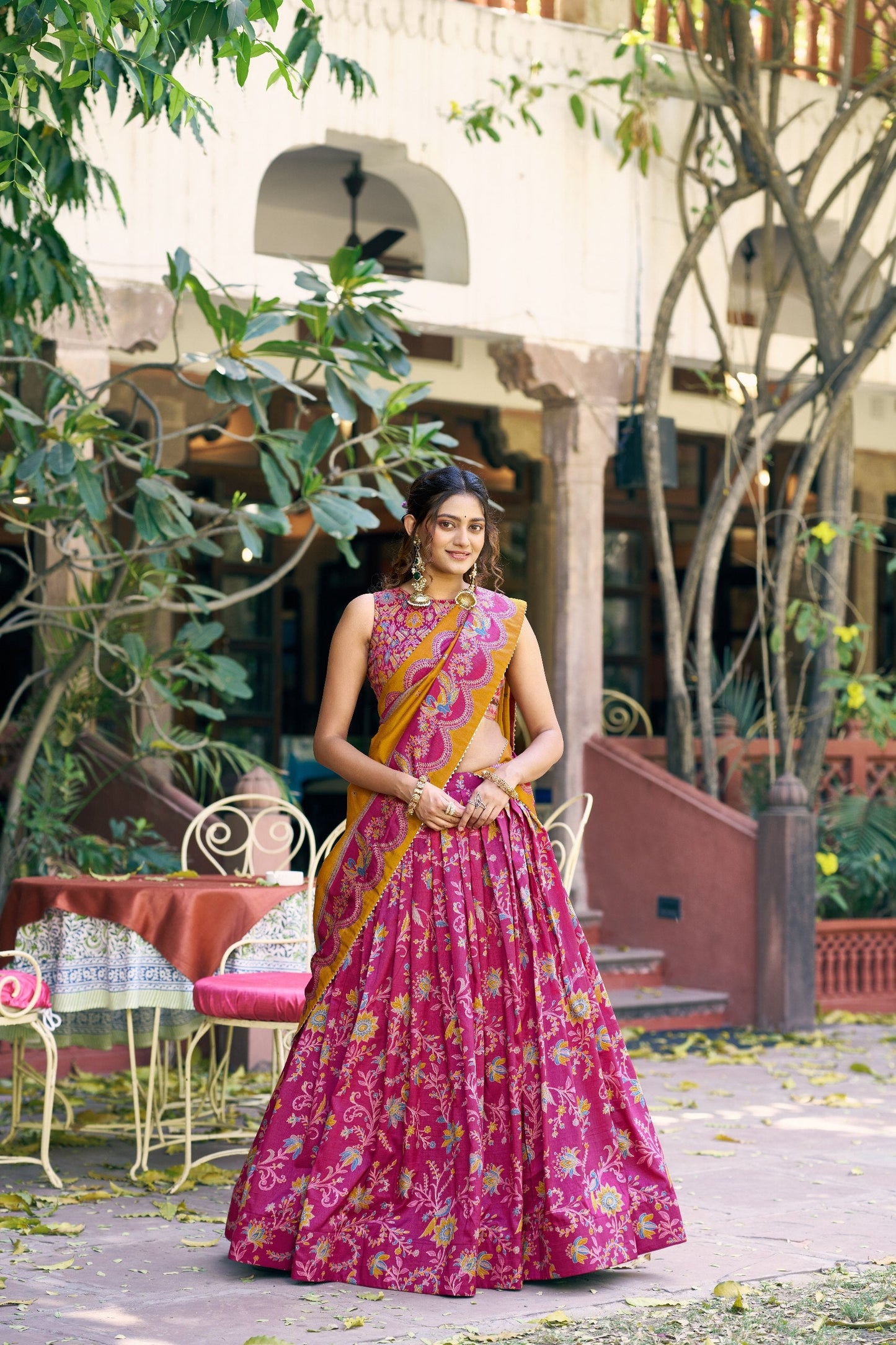 Occasion Wear Pink Color Tasar Silk South Style Lehenga Choli