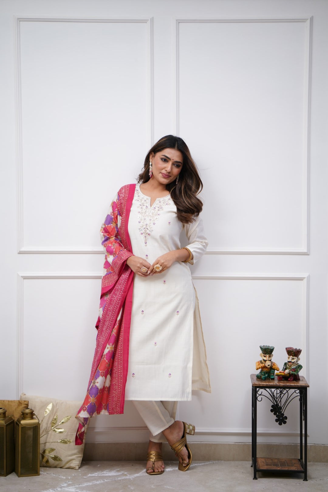 Women Embroidered Chanderi  SILK  kurta set