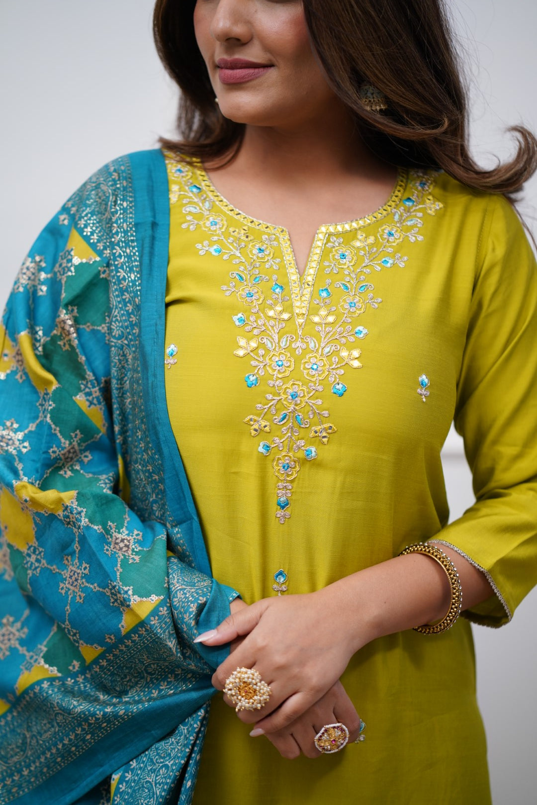 Women Embroidered Chanderi  SILK  kurta set
