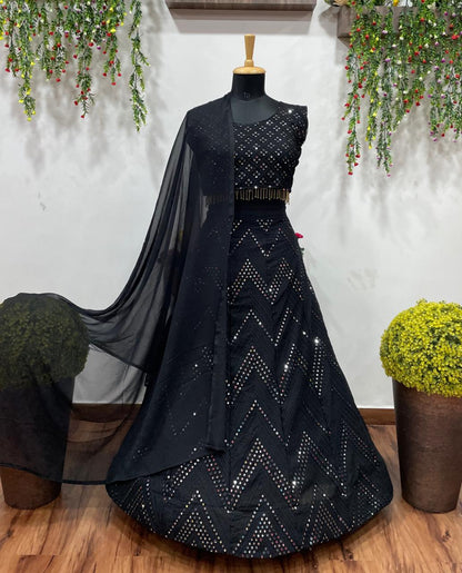 Gorgeous Black Color Sequence Work Lehenga Choli