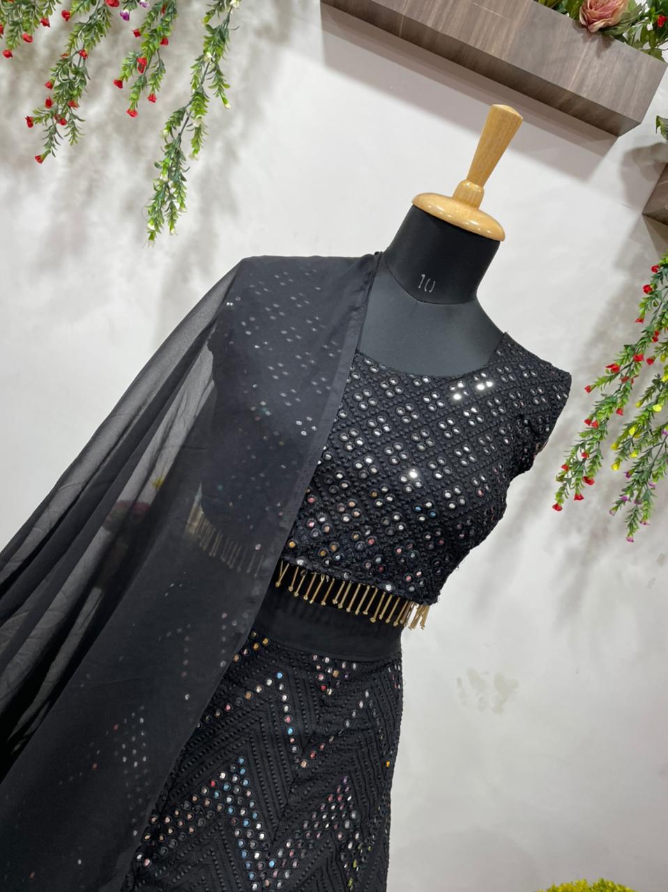 Gorgeous Black Color Sequence Work Lehenga Choli