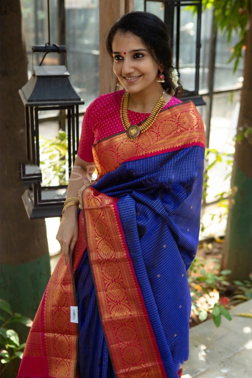 Good Looking Blue Color Soft Lichi Silk Saree