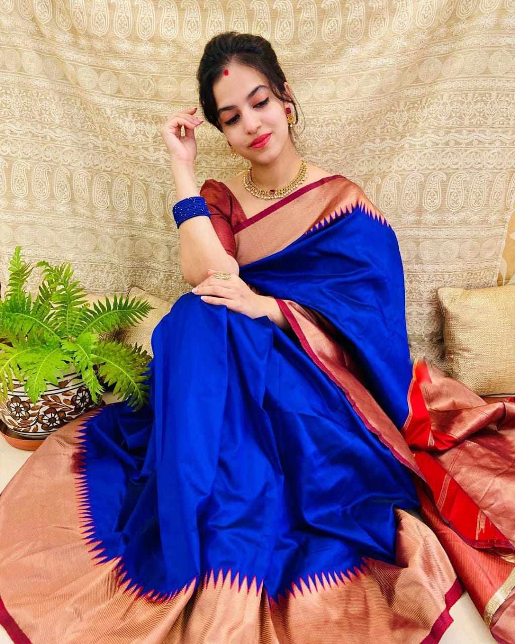 Blue Color Soft Banarasi Silk Gorgeous Saree