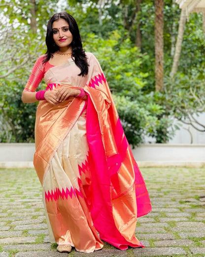 Exclusive Off White Color Soft Lichi Silk Saree